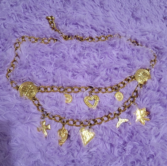 RARE Escada Gold Chain Charm Belt - Picture 6 of 6